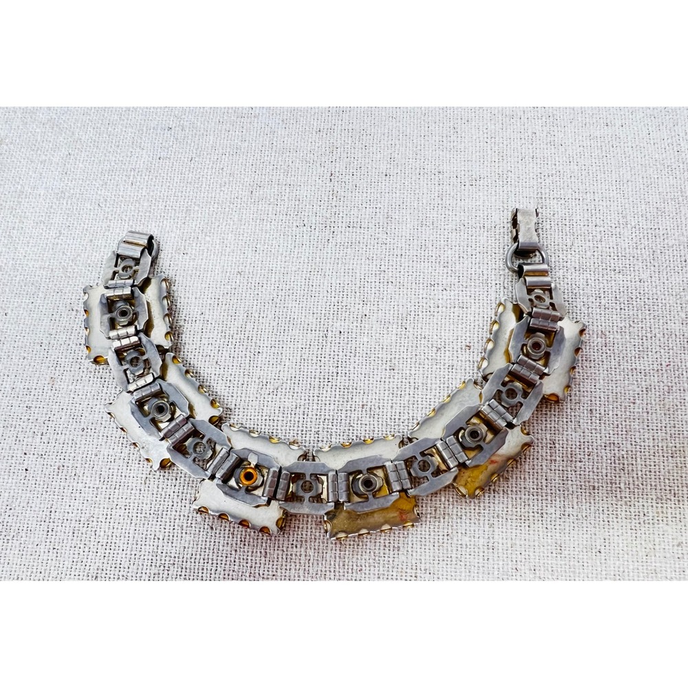 Vintage Equestrian Horse Portrait Porcelain Tile Link Bracelet Gold Tone 7.5in - Picture 5 of 11